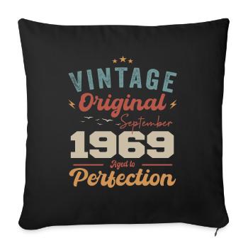 September 1969 Jubilee 1969 September Gift - Sofa pillowcase 17,3'' x 17,3'' (45 x 45 cm) - black - Front
