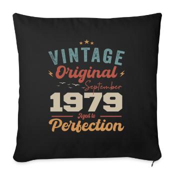 September 1979 Jubilee 1979 September Gift - Sofa pillowcase 17,3'' x 17,3'' (45 x 45 cm) - black - Front