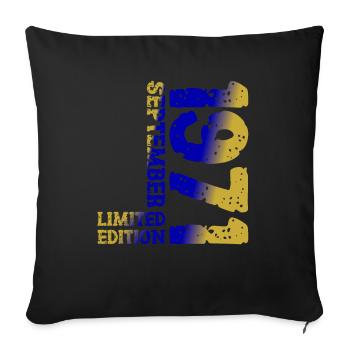 1971 Septembre Édition Limitée 52e Décoration Anniversaire - Housse de coussin décorative 45 x 45 cm - noir - Devant