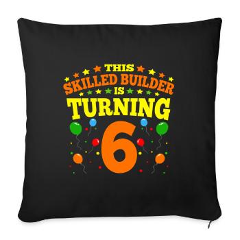 6th birthday Boy Brick Builder 6 Years Old Gifts - Sofa pillowcase 17,3'' x 17,3'' (45 x 45 cm) - black - Front