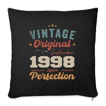 September 1998 Anniversary 1998 September Gift - Sofa pillowcase 17,3'' x 17,3'' (45 x 45 cm) - black - Front