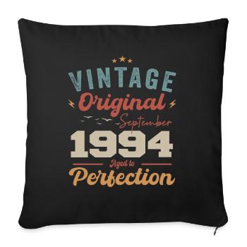 September 1994 Anniversary 1994 September Gift - Sofa pillowcase 17,3'' x 17,3'' (45 x 45 cm) - black - Front