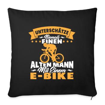 Alten mann mit einem e-bike - Sofakissenbezug 45 x 45 cm - Schwarz - Vorne