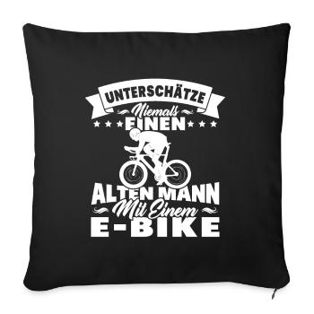 Alten mann mit einem e-bike - Sofakissenbezug 45 x 45 cm - Schwarz - Vorne