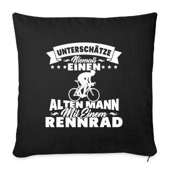 Alten mann mit einem Rennrad - Sofakissenbezug 45 x 45 cm - Schwarz - Vorne