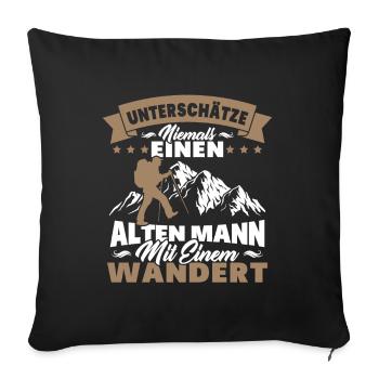 Alten mann mit einem wandert - Sofakissenbezug 45 x 45 cm - Schwarz - Vorne