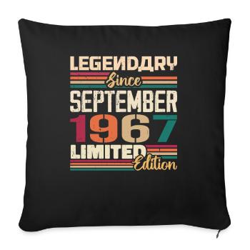 September 1967 Jubilee 1967 September Gift - Sofa pillowcase 17,3'' x 17,3'' (45 x 45 cm) - black - Front