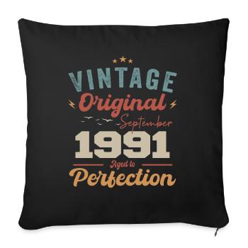 September 1991 Anniversary 1991 September Gift - Sofa pillowcase 17,3'' x 17,3'' (45 x 45 cm) - black - Front