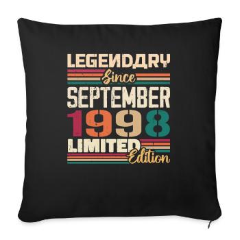 September 1998 Anniversary 1998 September Gift - Sofa pillowcase 17,3'' x 17,3'' (45 x 45 cm) - black - Front