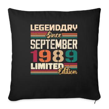 September 1989 Jubilee 1989 September Gift - Sofa pillowcase 17,3'' x 17,3'' (45 x 45 cm) - black - Front