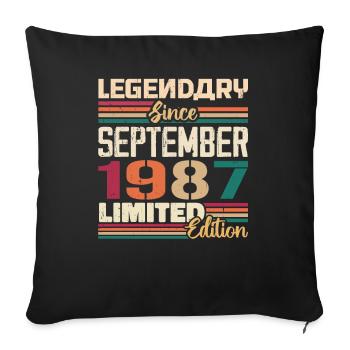 September 1987 Jubilee 1987 September Gift - Sofa pillowcase 17,3'' x 17,3'' (45 x 45 cm) - black - Front