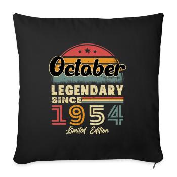 Original October 1954 vintage anniversary 1954 - Sofa pillowcase 17,3'' x 17,3'' (45 x 45 cm) - black - Front