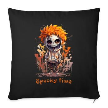 Spooky time Halloween Ghost Time Skeleton Ghost - Sofa pillowcase 17,3'' x 17,3'' (45 x 45 cm) - black - Front