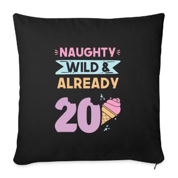 Geschenk 20 Jahre Geburtstag Eis essen - Sofakissenbezug 45 x 45 cm - Schwarz - Vorne