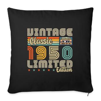 Vintage Retro Birthday Gift for Born in 1950 - Sofa pillowcase 17,3'' x 17,3'' (45 x 45 cm) - black - Front