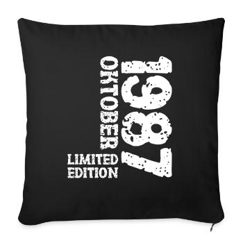 1987 Oktober Limited Edition 36. Geburtstag Deko - Sofakissenbezug 45 x 45 cm - Schwarz - Vorne