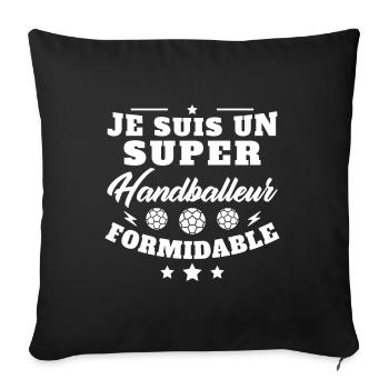 Humour Super Handballeur formidable Handball - Housse de coussin décorative 45 x 45 cm - noir - Devant