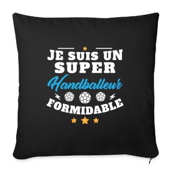 Humour Super Handballeur formidable Handball - Housse de coussin décorative 45 x 45 cm - noir - Devant