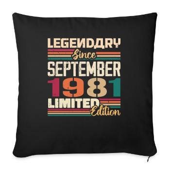 September 1981 Jubilee 1981 September Gift - Sofa pillowcase 17,3'' x 17,3'' (45 x 45 cm) - black - Front