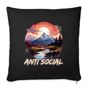 Antisozial Wandern Wanderung für eine Wanderer - Sofakissenbezug 45 x 45 cm - Schwarz - Vorne