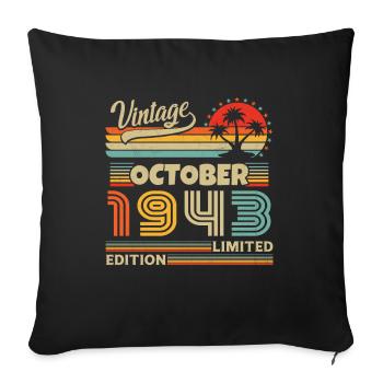 October 1943 vintage retro anniversary 1943 - Sofa pillowcase 17,3'' x 17,3'' (45 x 45 cm) - black - Front