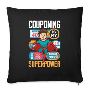 Lustiges Extrem Couponing Coupon Geschenk - Sofakissenbezug 45 x 45 cm - Schwarz - Vorne