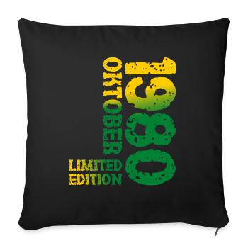 1980 Oktober Limited Edition 43. Geburtstag Deko - Sofakissenbezug 45 x 45 cm - Schwarz - Vorne