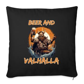 Beer And Valhalla Wikinger - Sofakissenbezug 45 x 45 cm - Schwarz - Vorne