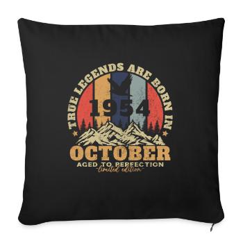 Original October 1954 vintage anniversary 1954 - Sofa pillowcase 17,3'' x 17,3'' (45 x 45 cm) - black - Front