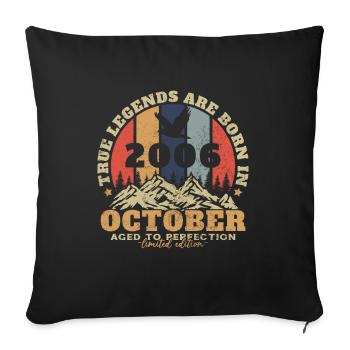 Original octobre 2006 vintage anniversaire 2006 - Housse de coussin décorative 45 x 45 cm - noir - Devant