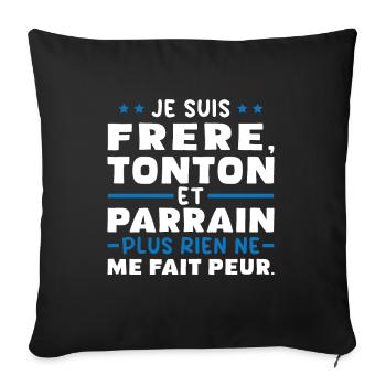 Frère tonton et Parrain - Housse de coussin décorative 45 x 45 cm - noir - Devant