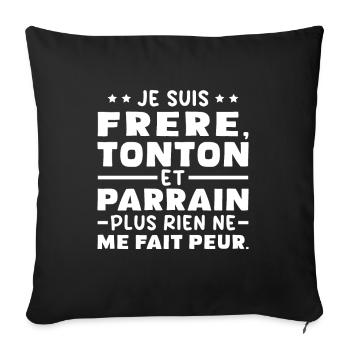 Frère tonton et Parrain - Housse de coussin décorative 45 x 45 cm - noir - Devant