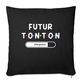 Homme Annonce Grossesse Tonton Futur Tonton - Housse de coussin décorative 45 x 45 cm - noir - Devant