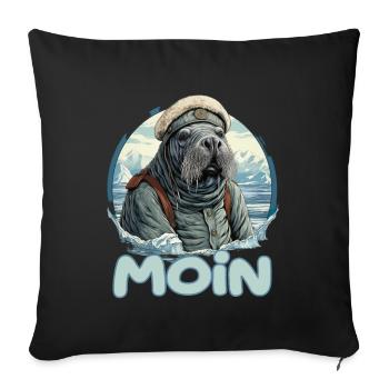 Moin Walross Matrose - Sofakissenbezug 45 x 45 cm - Schwarz - Vorne