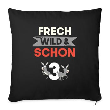 3 Jahre Geburtstag Junge Mädchen Esel - Sofakissenbezug 45 x 45 cm - Schwarz - Vorne