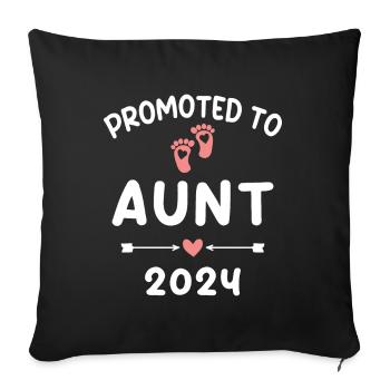 Promotion to Aunt 2024 Pregnancy Announce - Sofa pillowcase 17,3'' x 17,3'' (45 x 45 cm) - black - Front
