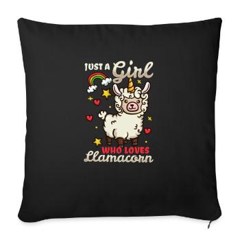Just a girl who loves Llamacorn Cute Llama - Sofakissenbezug 45 x 45 cm - Schwarz - Vorne