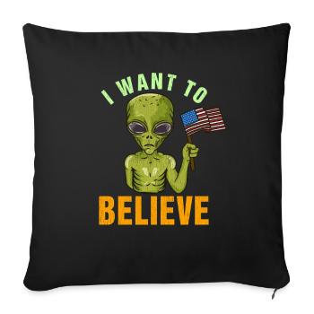 Je veux croire le cadeau de geek extraterrestre martien - Housse de coussin décorative 45 x 45 cm - noir - Devant