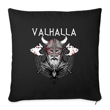 Valhalla I Viking Warrior I Odin I Wikinger - Housse de coussin décorative 45 x 45 cm - noir - Devant