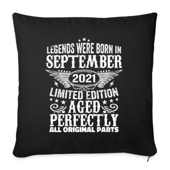 September 2021 Anniversary September 2021 September - Sofa pillowcase 17,3'' x 17,3'' (45 x 45 cm) - black - Front