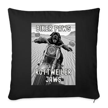Rottweiler-Hund fährt Motorrad in der Wüste - Sofakissenbezug 45 x 45 cm - Schwarz - Vorne