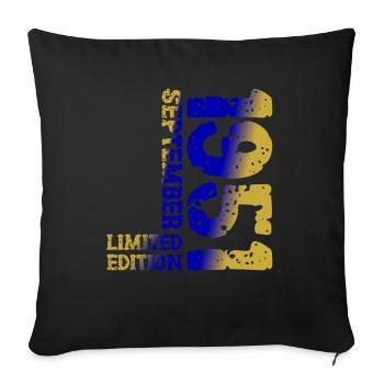1951 September Limited Edition 72nd Birthday Deco - Sofa pillowcase 17,3'' x 17,3'' (45 x 45 cm) - black - Front