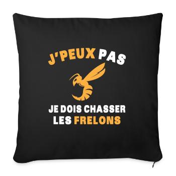 Chasseur de frelons Insecte J'peux pas humour - Housse de coussin décorative 45 x 45 cm - noir - Devant