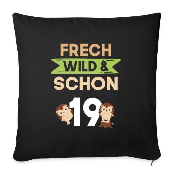 19 Jahre Geburtstag Igel - Sofakissenbezug 45 x 45 cm - Schwarz - Vorne