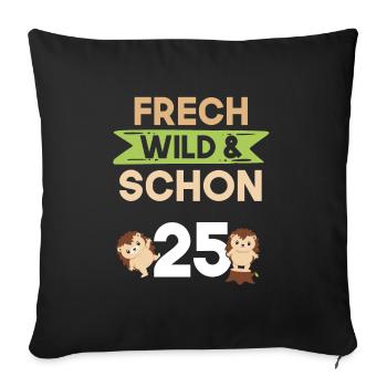 Geschenk 25 Jahre Geburtstag Igel - Sofakissenbezug 45 x 45 cm - Schwarz - Vorne