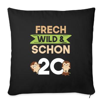 Geschenk 20 Jahre Geburtstag Igel - Sofakissenbezug 45 x 45 cm - Schwarz - Vorne