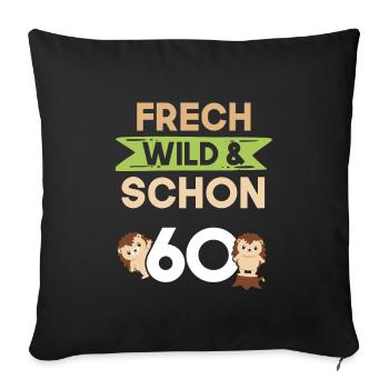 Geschenk 60 Jahre Geburtstag Igel - Sofakissenbezug 45 x 45 cm - Schwarz - Vorne