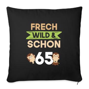 Geschenk 65 Jahre Geburtstag Igel - Sofakissenbezug 45 x 45 cm - Schwarz - Vorne