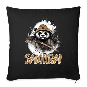 Japanischer Panda Samurai Style für Panda Fans - Sofakissenbezug 45 x 45 cm - Schwarz - Vorne