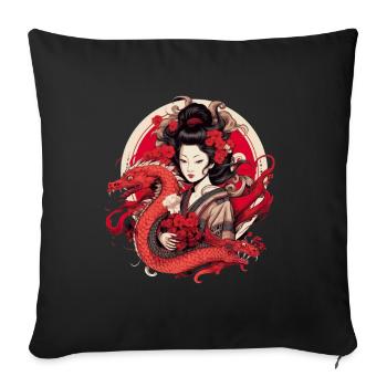Japan Tradition Japanisch Kultur Frau - Sofakissenbezug 45 x 45 cm - Schwarz - Vorne
